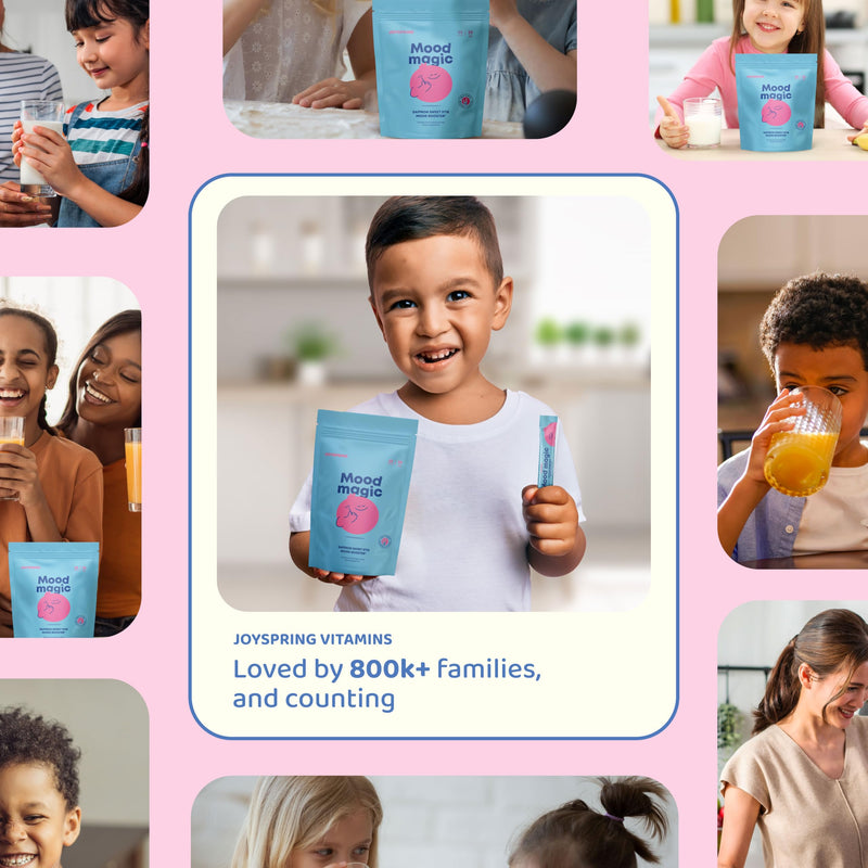 JoySpring Mood Magic for Kids – Natural Mood Support Pixie Sticks Candy with Saffron Extract, Magnesium Citrate & Vitamin D3 | Sugar-Free Powder Drink or Candy | 25 Servings | 4+ Years (Pack of 2) Fruit Punch 25 Count (Pack of 2)