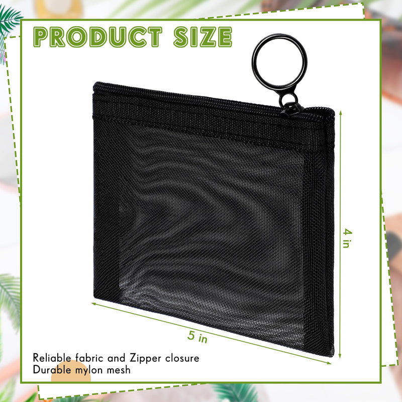 Jexine 60 Pcs Small Zipper Pouch Bulk Nylon Mini Mesh Pouches Multipurpose Coin Purse Pouch Zippered Mesh Cosmetic Bag Portable Storage Makeup Bags for Travel Supplies (Black) Black