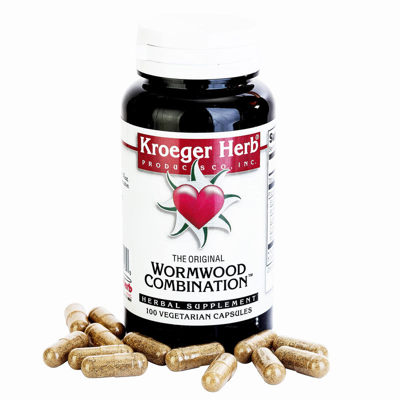 [Australia] - Kroeger Herb Wormwood Combination - 700mg - Vegetarian Capsules - 100 Caps | Pack of (2) | Our powerful combination includes Wormwood, Black Walnut Leaves, Quassia, Cloves, and Male Fern 50 Count (Pack of 2) 