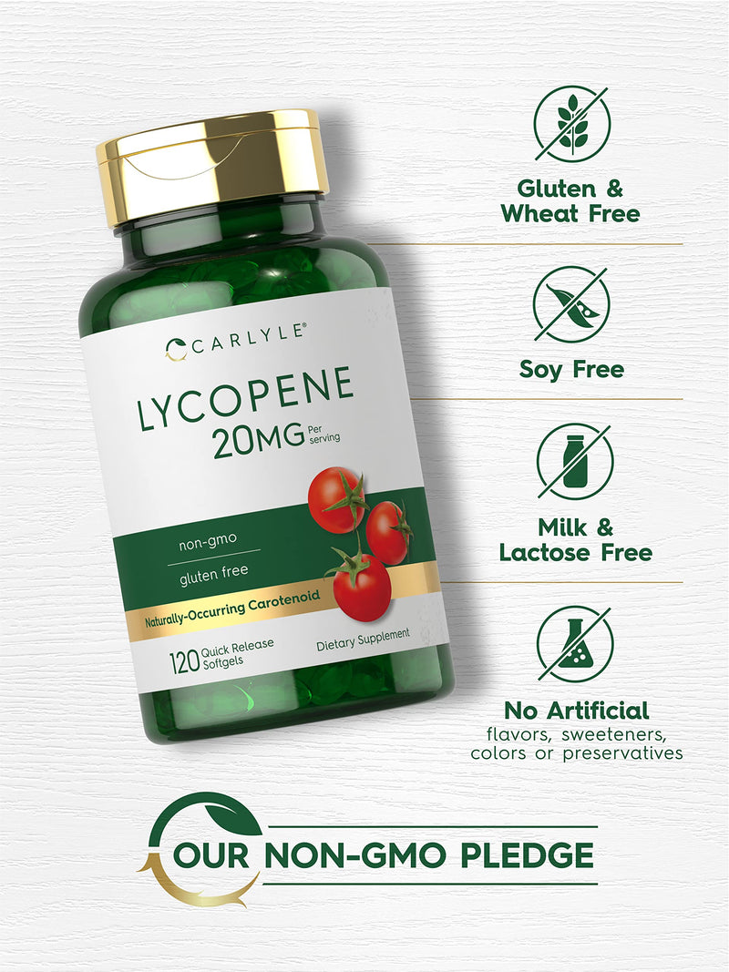 Carlyle Lycopene | 20mg | 120 Softgels | Non-GMO & Gluten Free Supplement