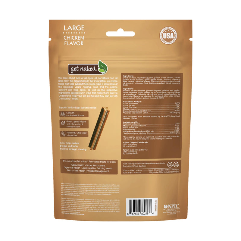 Get Naked Dental Sticks Grain-Free Chicken Flavor Dog Treats, Senior Health Large 6.6-oz Bag 6.6 Ounce (Pack of 1) - PawsPlanet Australia