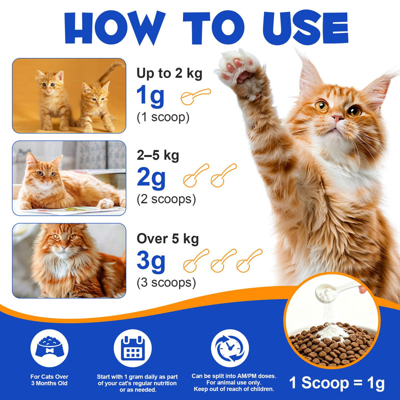 Taurine for Cats, Taurine Powder for Cats 200g, Essential Amino Acid Supplement for Cat - Heart, Vision Health, Digestive & Daily Vitality Support for All Ages, Easy-to-Mix