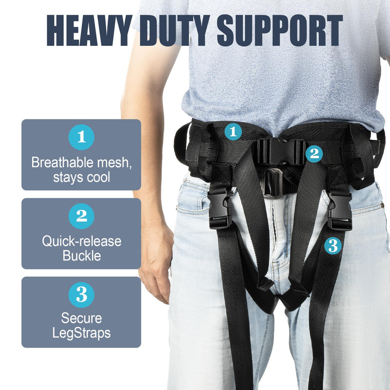 Gait Belts for Seniors - with Leg Loops， Occupational and Physical Therapy - Long Strap and Quick Release Buckle