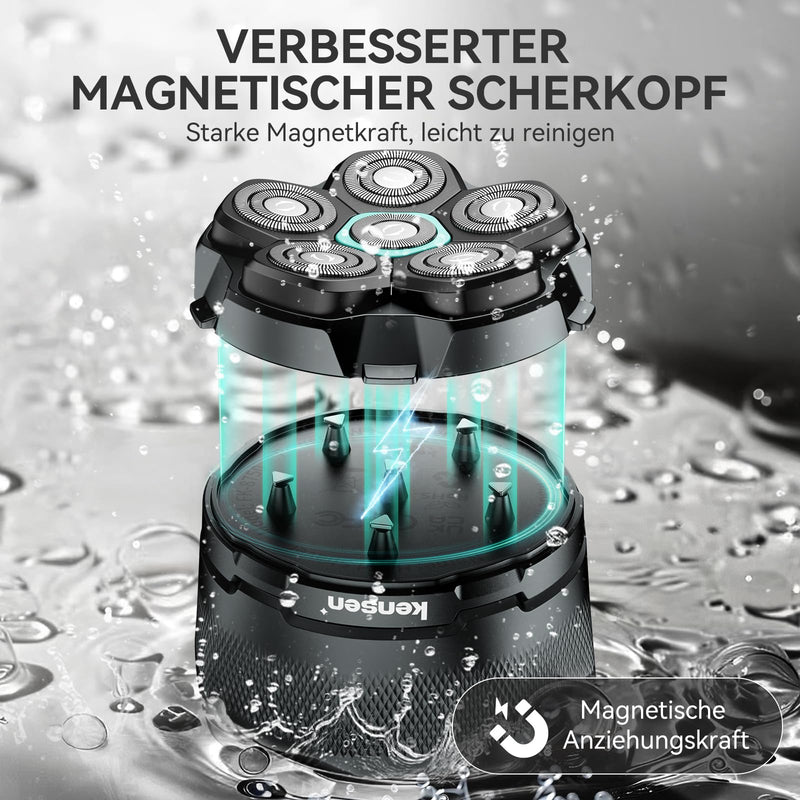 [Australia] - Bald Razor Men, Kensen Head Shaver Bald Waterproof Head Shaver Men Rechargeable Type-C Shaver Head Bald Magnetic Head Shaver Men Easy to Clean Battery Life 160 Mins A 