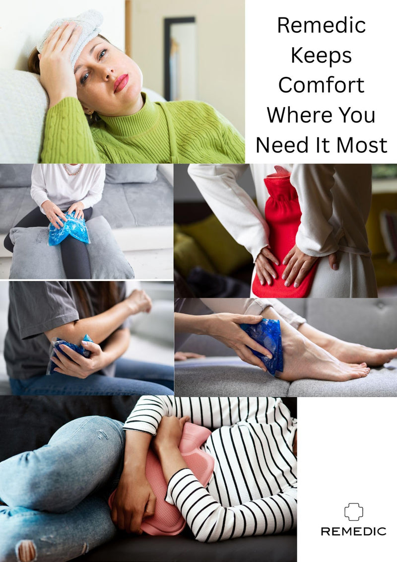 Remedic Reusable Self-Adhesive Wrap (55" x 10") – Wide Fabric Holder for Hot or Cold Packs – Secure Fit for Abdomen, Back, Stomach, Menstrual Comfort – Washable, Cuttable, Easy to Use for Seniors Too