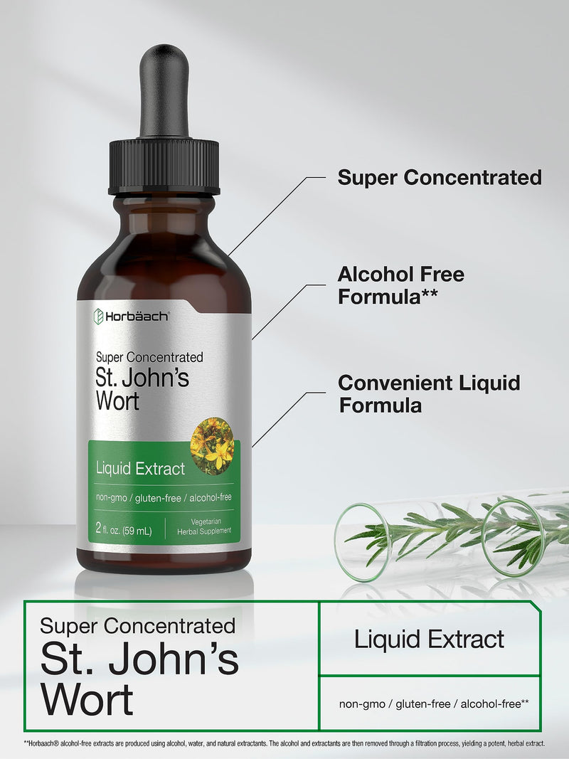 Horbäach St Johns Wort Tincture | 2 Oz | Alcohol Free | Vegetarian, Non-GMO, Gluten Free Liquid Extract