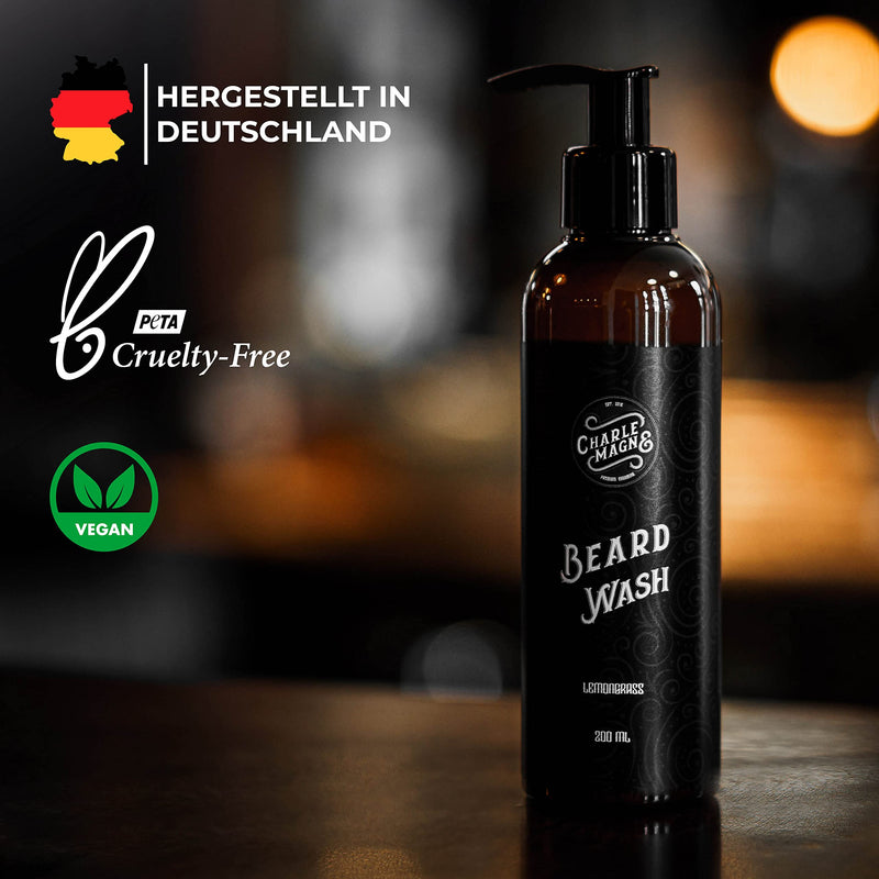 [Australia] - Charlemagne Beard Shampoo Men - 200 ml - Mild Beard Care for Dry Skin - Made in Germany - Fragrance Neutral - Beard Shampoo Men - Beard Soap - Beard Wash 200 ml (Pack of 1) 