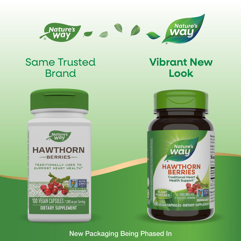 [Australia] - Nature's Way Herbal Hawthorn Berries, Traditional Heart Health Support*, 100 Vegan Capsules (Packaging May Vary) 100 Count (Pack of 1) 