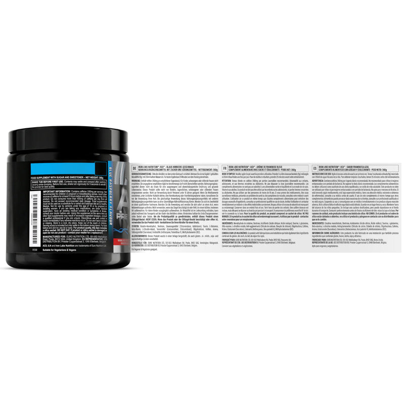 AC8 Pre Workout Powder Blue Raspberry – Pump Pre Workout for Men and Women – Up to 6,660mg Actives Per Serving – with Creatine and Caffeine – Preworkout Supplement Drink 360g