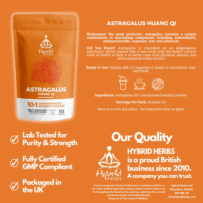 Astragalus Powder | High Potency Supplement - 113 Servings (113g) ASTRAGALUS