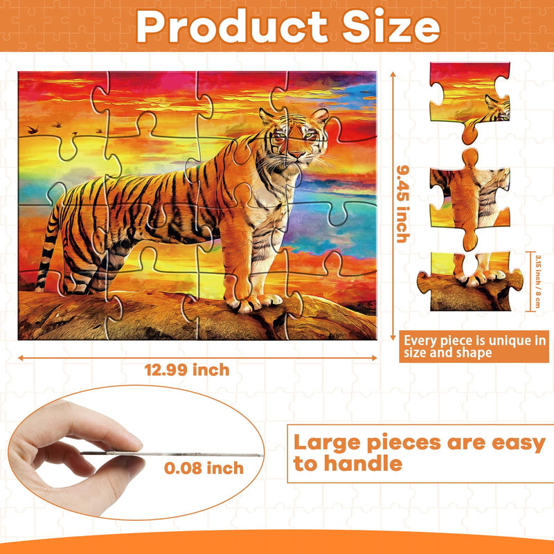 [Australia] - 5 Packs 16 Piece Large Jigsaw Puzzles for Dementia Alzheimer’s Products Activities, Alzheimer’s Puzzles Memory Cognitive Games for Elderly Seniors with 5 Storage Bags, Gift for Elderly Adults, Animal 