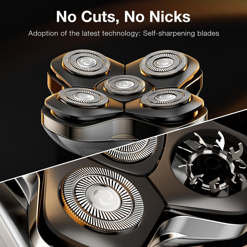 [Australia] - 5D Head Shaver Replacement Blades - Magnetic Floating Razor Heads, Wet & Dry Compatible, Precision Shaving, Waterproof & Skin-Friendly, Easy Blade Replacement for 5D Electric Shaver Silver-2 