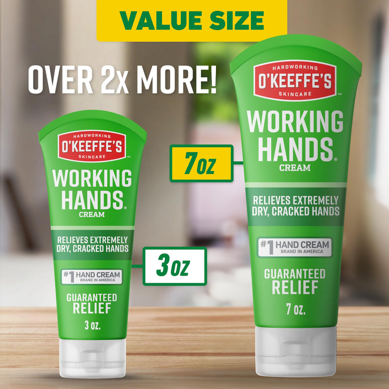 [Australia] - O'Keeffe's Working Hands Hand Cream for Extreme Dryness - 7 oz Tube (2 Pack) - Repairing Skincare for Cracked, Dry Hands 2 Pack 7 Ounce (Pack of 2) 