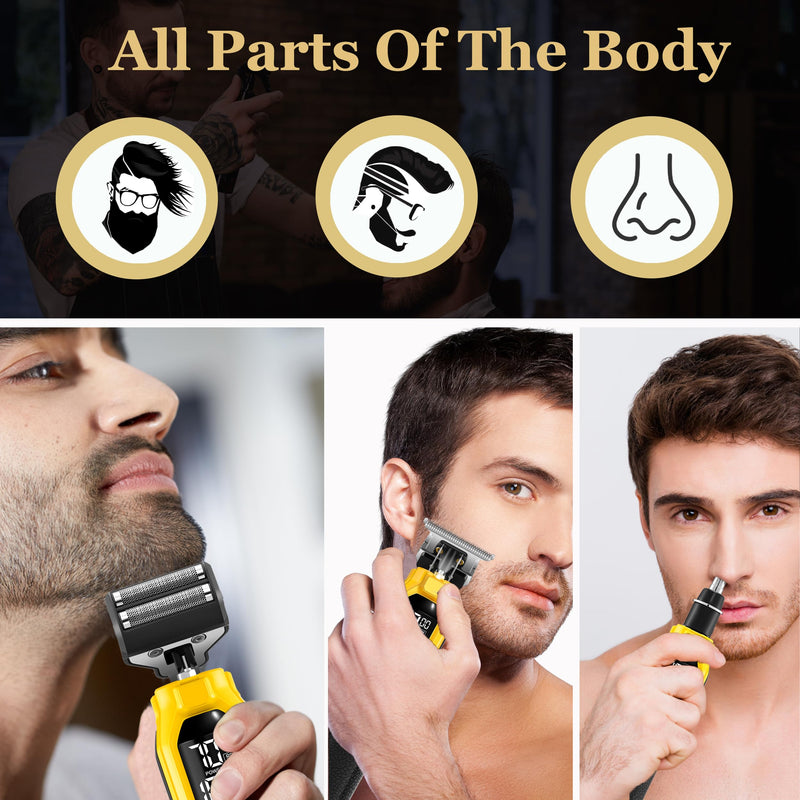[Australia] - KEMEI 1878 Beard Trimmer for Men, 3 in 1 Hair Clippers, Shavers for Men, Cordless Nose Hair Trimmer with Removable Head, LED Display 