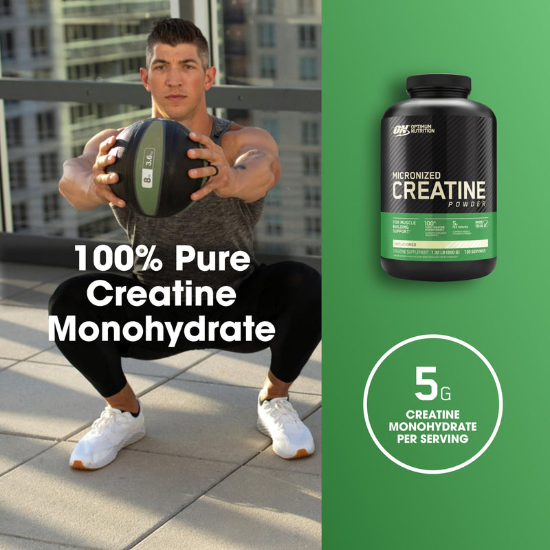 [Australia] - Optimum Nutrition Micronized Creatine Monohydrate Powder, Unflavored, Keto Friendly, 120 Servings (Packaging May Vary) 120 Servings (Pack of 1) 