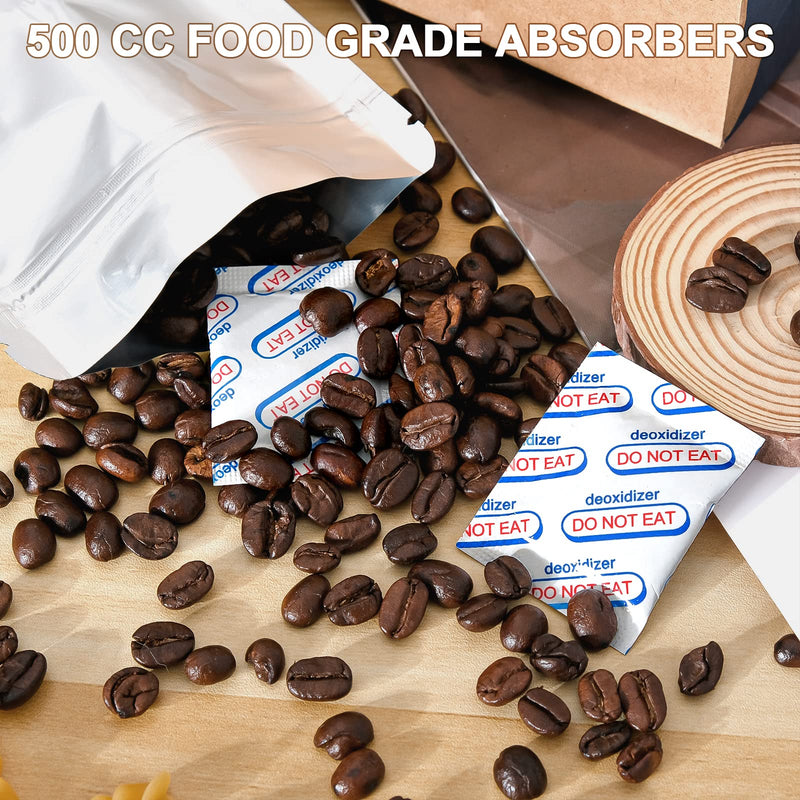 [Australia] - 500cc Oxygen Absorbers for Food Storage - 100 Count (20x Packs of 5) - for Long Term Food Storage & Survival, Mylar Bags, Canning, Harvest Right Freeze Dryer, Dehydrated, and Preserved Foods 500cc 