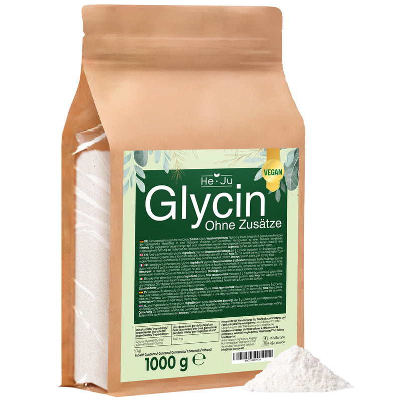 [Australia] - He-Ju glycine powder 1000 g, laboratory tested, 330 portions of amino acid, vegan, 100% pure, without additives, buy glycine in premium quality 330 portions (pack of 1) 
