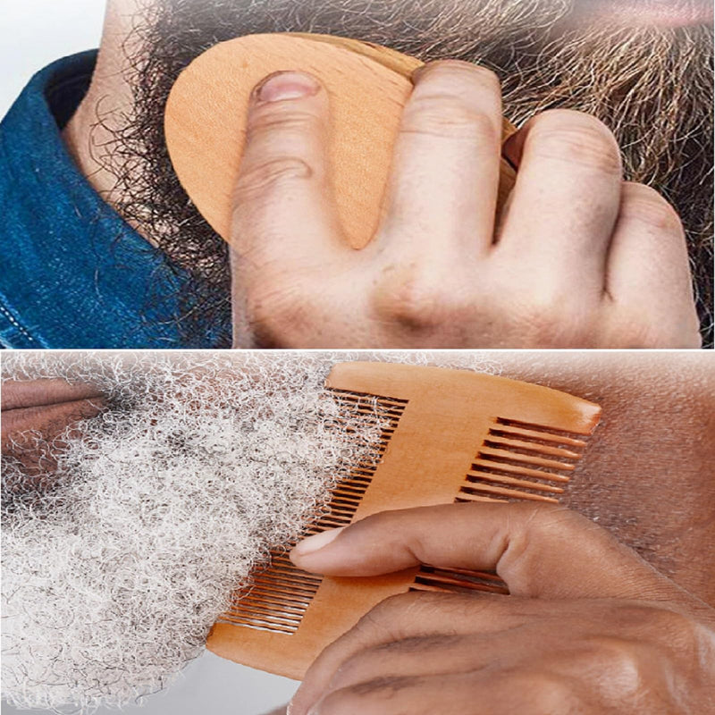 [Australia] - Beard comb & beard brush set, beard brush with boar bristles, beard comb for men, beard brush made of wood and beard comb, beard comb, beard brush for men, beard care tool for men, travel, daily beard care 