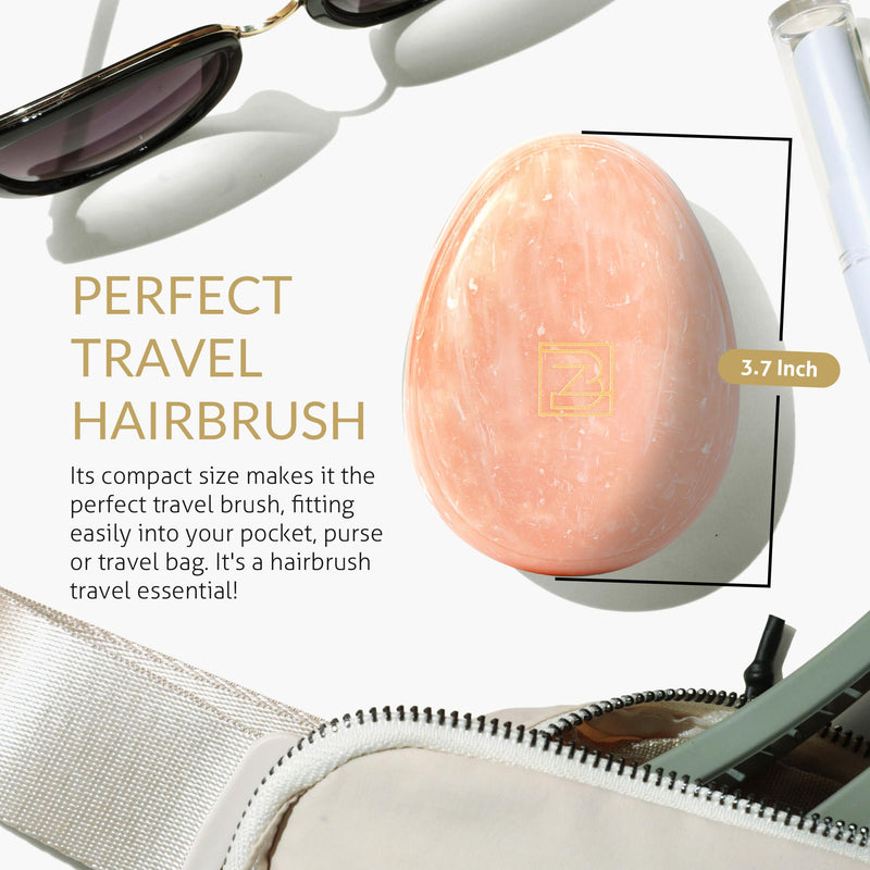 Travel Hairbrush - Mini Hair Detangler for Women Teens Kids - Sensory Scalp Massager - Small Portable Comb - Thick, Curly, Straight, Wet, Dry - Compact Detangler - Purse Essentials Rose Quartz