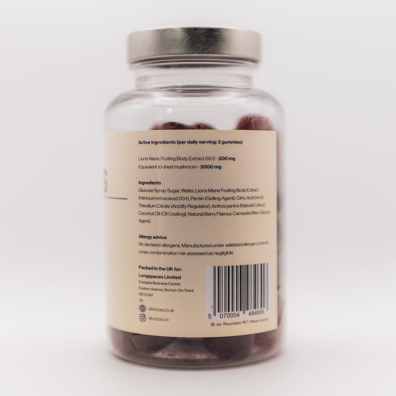 Lion's Mane Mushroom Gummies 2000mg Fruiting Body | 60 Vegan