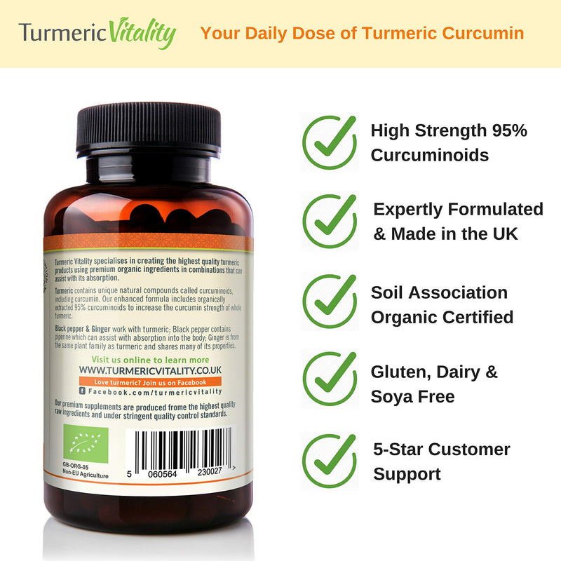 Organic Turmeric Curcumin Capsules Triple Strength with 95% Curcumin - Ginger & Black Pepper for Maximum Absorption – High Strength Supplement 2130mg Serving