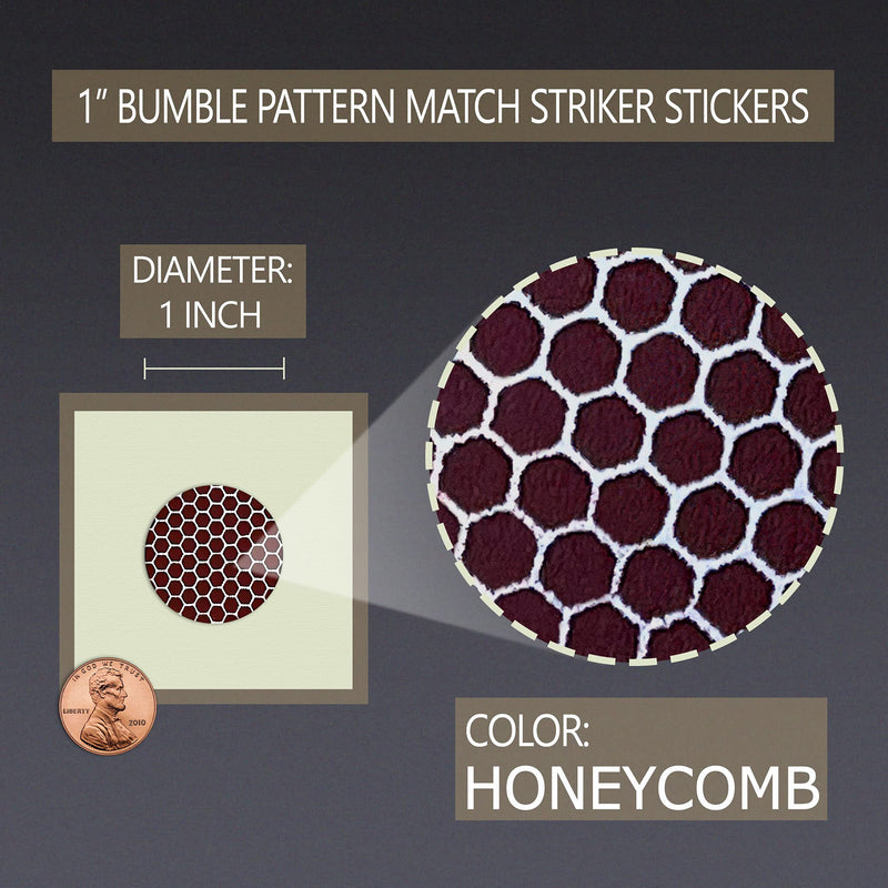 [Australia] - 1” Circle Match Striker Stickers – 12 pieces | Bumble/Dotted Pattern Match Strike Paper with Adhesive Pre-Cut in Circles for Easy Match Lighting | Also Available in Charcoal or Brown & Many Sizes Bumble / Dotted 