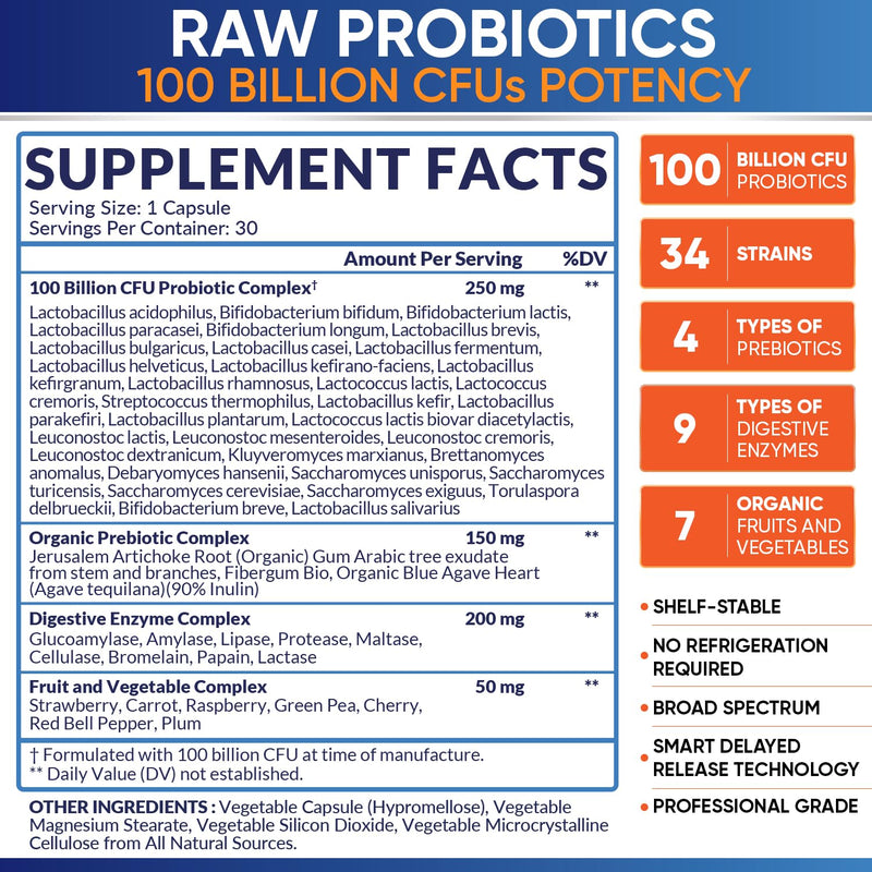 Wholesome Wellness Organic Probiotics 100 Billion CFU, Dr Formulated for Women and Men + Liposomal Vitamin C Capsules (200 Pills 1500mg Buffered) High Absorption VIT C Bundle