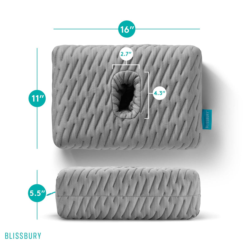 [Australia] - BLISSBURY Mini Ear Pillow | Ear Piercing Pillow for Side Sleeping | Travel Friendly CNH Pillow with Ear Hole | Soothing Hole for Ear Pain | Piercing Health & Ear Recovery for Side Sleepers | Donut Ear Gray 