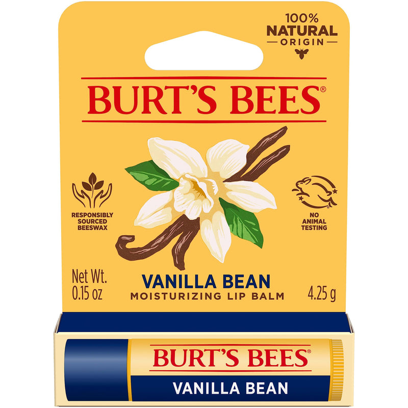 Burt's Bees Lip Balm, Vanilla Bean, Lip Moisturizer With Responsibly Sourced Beeswax, Tint-Free, Natural Conditioning Treatment, 1 Tube, 0.15 oz. (Pack of 2) 1 Count (Pack of 2)