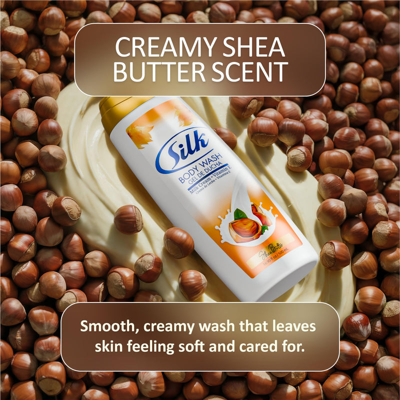 SILK Moisturizing Body Wash for Woman & Man - Daily Hydrating Shower Gel and Foaming Cleanser with Vitamin E and Glycerin, Rich Lather for Dry Skin Care, Shea Butter Scent, 16.9 Fl Oz 16.9 Fl Oz (Pack of 1)