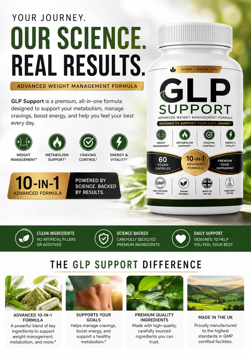 GLP Support Advanced Weight Management Capsules | GLP-1 Inspired Metabolism & Craving Support Formula | Energy & Wellness Supplement with Green Tea, Chromium & MCT | 60 Vegan Capsules