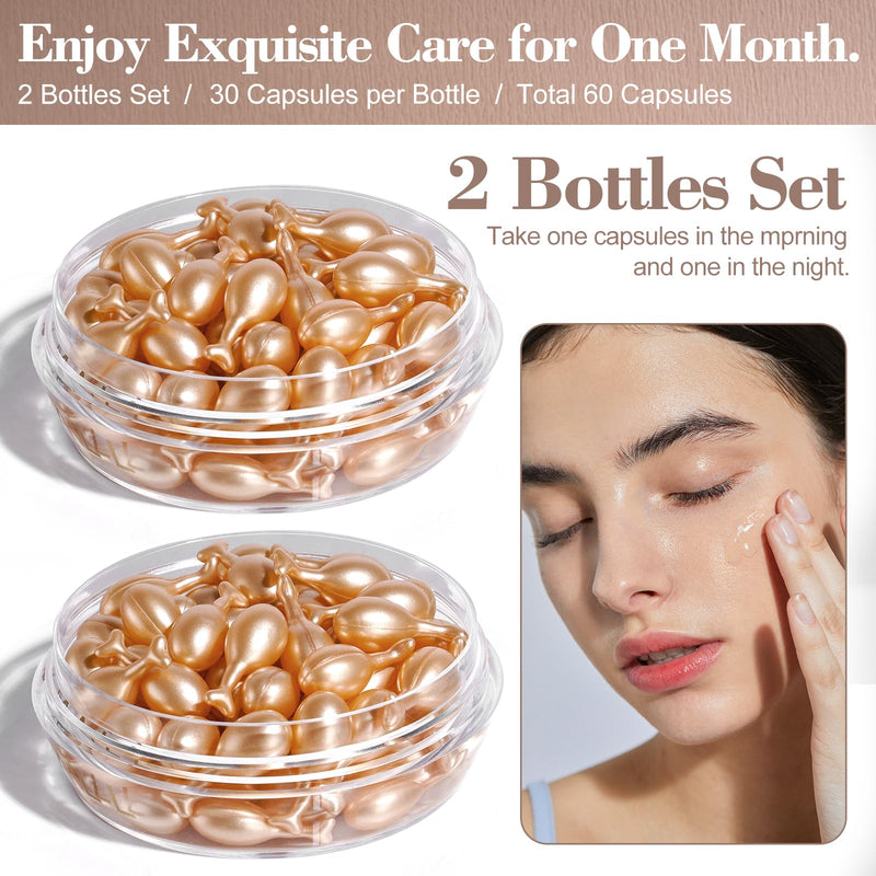 Nourishing Hydrating Essence Serum BS-MALL 60 Capsules Vitamin E - Gentle Skin Repair & Anti-aging Facial Care For Women, Daily Skincare Essential