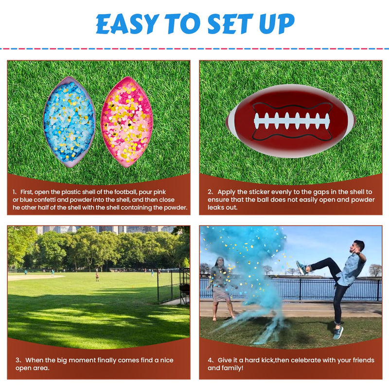 Gender Reveal Football Gender Reveal Kit Football with Confetti&Powder Blue and Pink Boy or Girl Exploding American for Games Baby Shower Party Supplies and Ideas