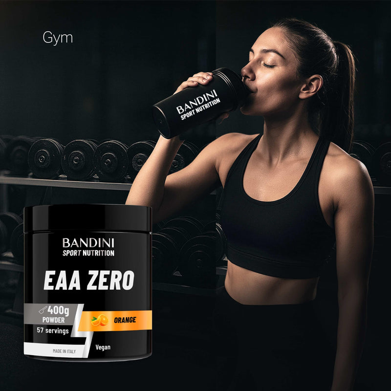 Bandini® EAA Essential Amino Acids | 400 g Powder | 9 Fermented Essential Aminoacids EAAs + BCAAs 211 & Vitamin B6 | Muscle Growth & Recovery | Intra, Pre & Post Workout | Vegan, Orange Flavour