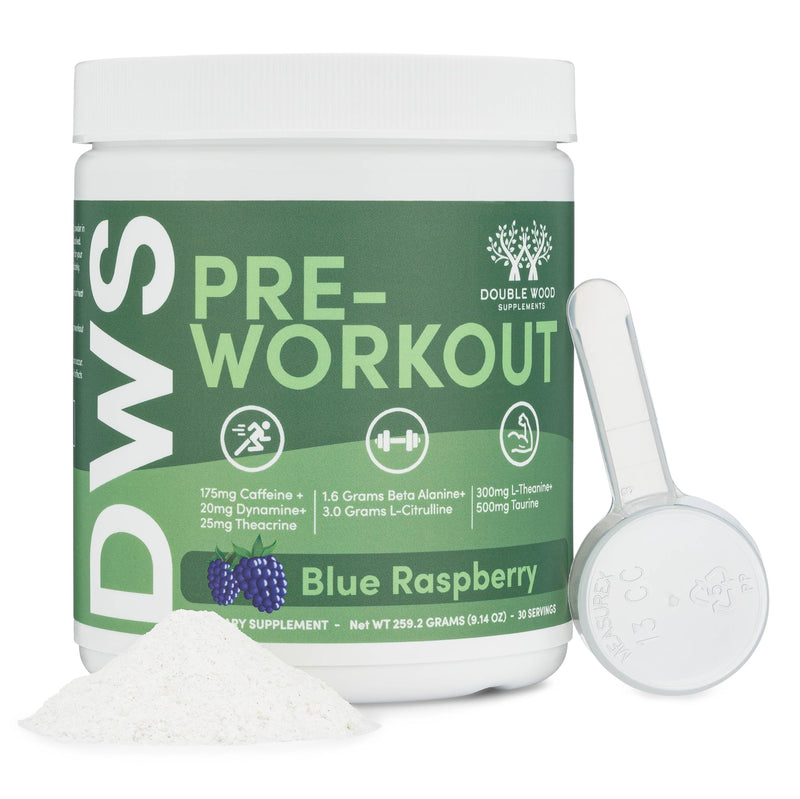 Pre-Workout Powder, 175mg Caffeine, Smooth Energy, No Crash, 30 Servings | Pre-Workout Supplement, 175mg Caffeine, Beta Alanine + L-Citrulline for Pump, 300mg L-Theanine, No Blends, Blue Raspberry