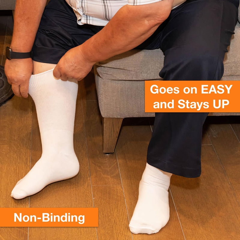 [Australia] - Medical Mid Calf Crew (Pack of 3), Antimicrobial, Made in USA, for Men and Women Large White 