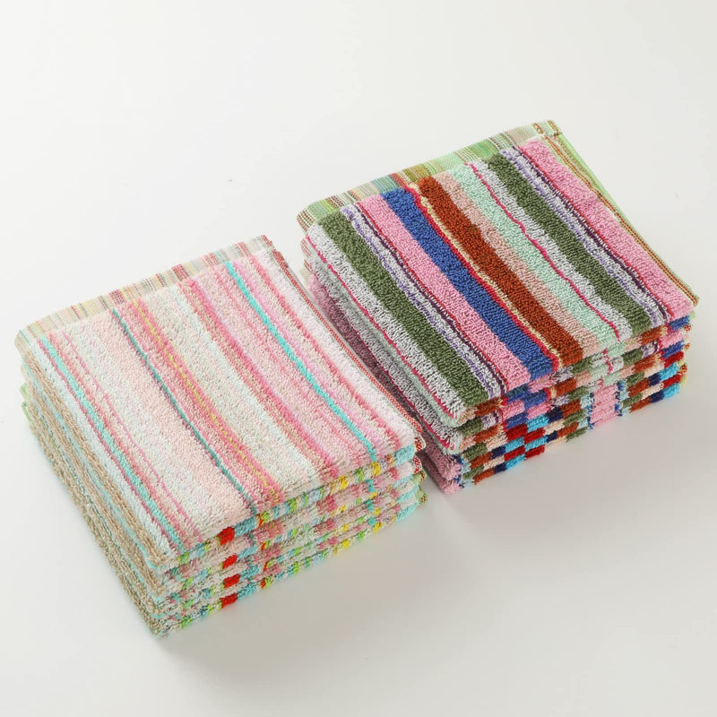 [Australia] - Kitchen Dishcloths for Washing Dishes, Ultra Absorbent Dish Rags, Cotton Cleaning Cloths Pack of 8, 12x12 Inches (Mix-1, 12x12 inch) Mix-1 