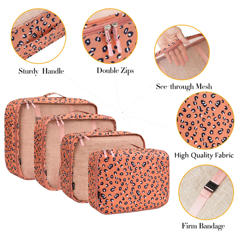 BAGAIL 8 Set Packing Cubes Luggage Packing Organizers for Travel Accessories-Pink Leopard Pink Leopard