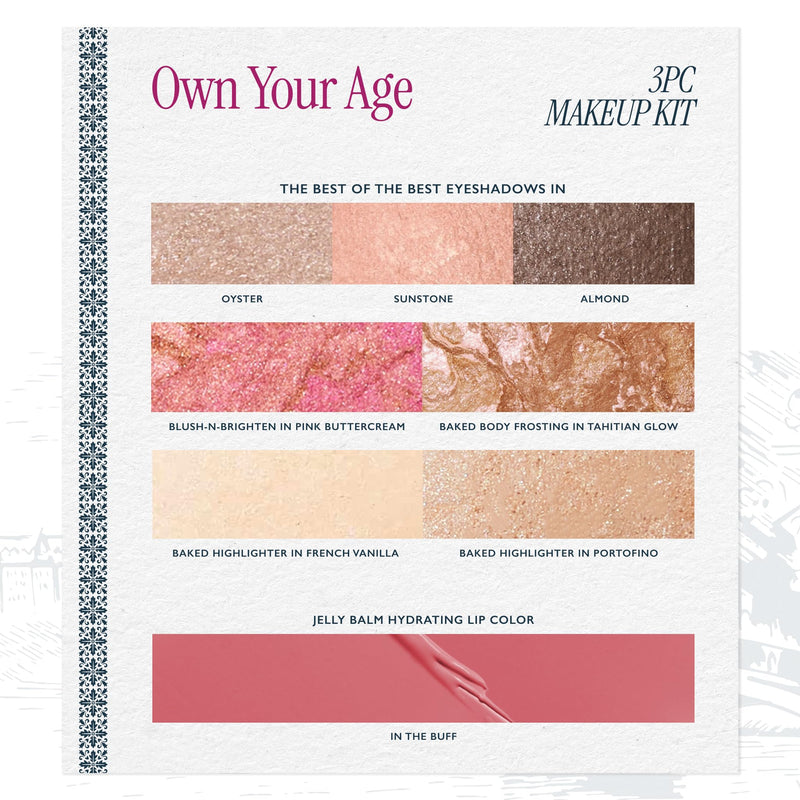 [Australia] - LAURA GELLER NEW YORK Own Your Age Boxed Makeup Collection | Amazon Exclusive - Giftable Makeup Set with All-in-One Face Palette, Hydrating Lip Color Balm and Retractable Travel Friendly Kabuki Brush 