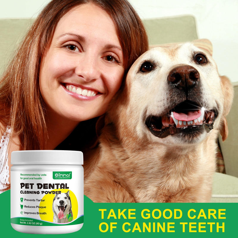 Dog Teeth Cleaning Powder,80g Dogs Dental Powder for Dog Teeth Cleaning,Dog Plaque and Tartar Remover,Dog Breath Freshener-Dental Care for All Dogs - PawsPlanet Australia