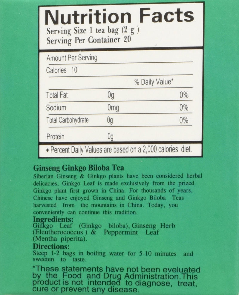 [Australia] - Royal King Ginseng Ginkgo Biloba Tea (20 Bags) Ginseng Ginkgo Biloba Tea (20 Bags) 