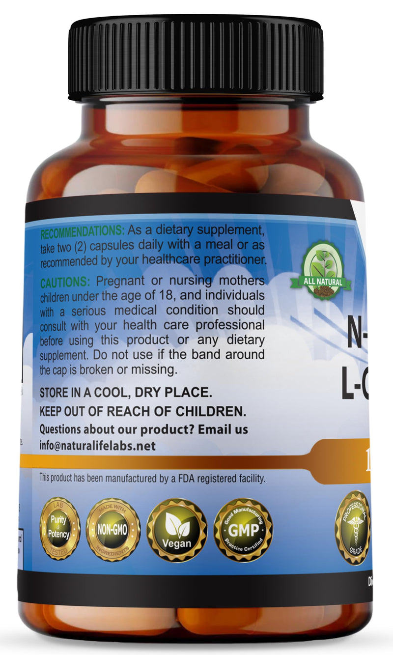 [Australia] - N-Acetyl-L-Cysteine (NAC) 1600 mg Lung Health & Immune Support, Liver Support & Antioxidants*, Free-Radicals, Free Form - 100 Veggie Capsules 