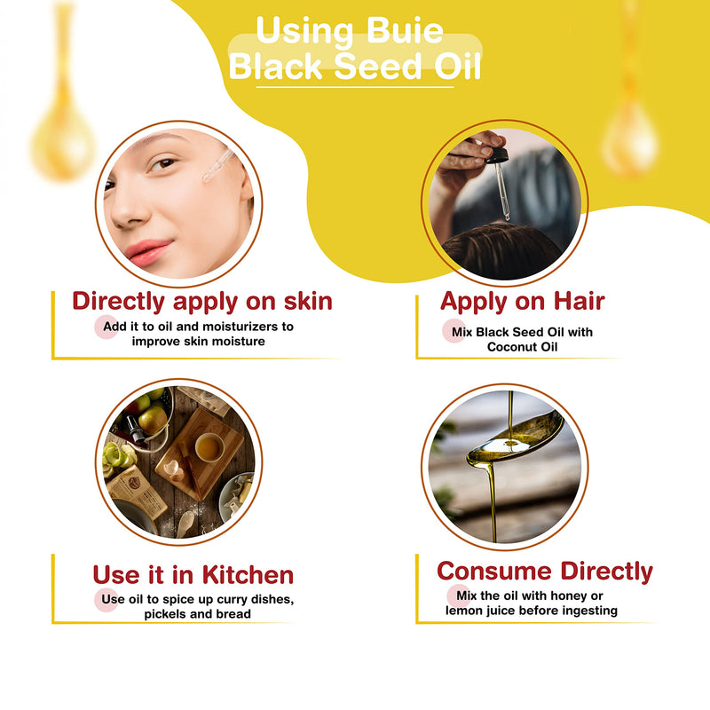 [Australia] - BUIE Black Seed Oil | Black Cumin Seed Oil (Nigella Sativa Oil) | Un-Refined, Cold Pressed Extra Virgin Oil | with 4.5 to 6% Thymoquinone & Omega 3 6 9 | 8 FL Oz 8 Ounce (Pack of 1) 