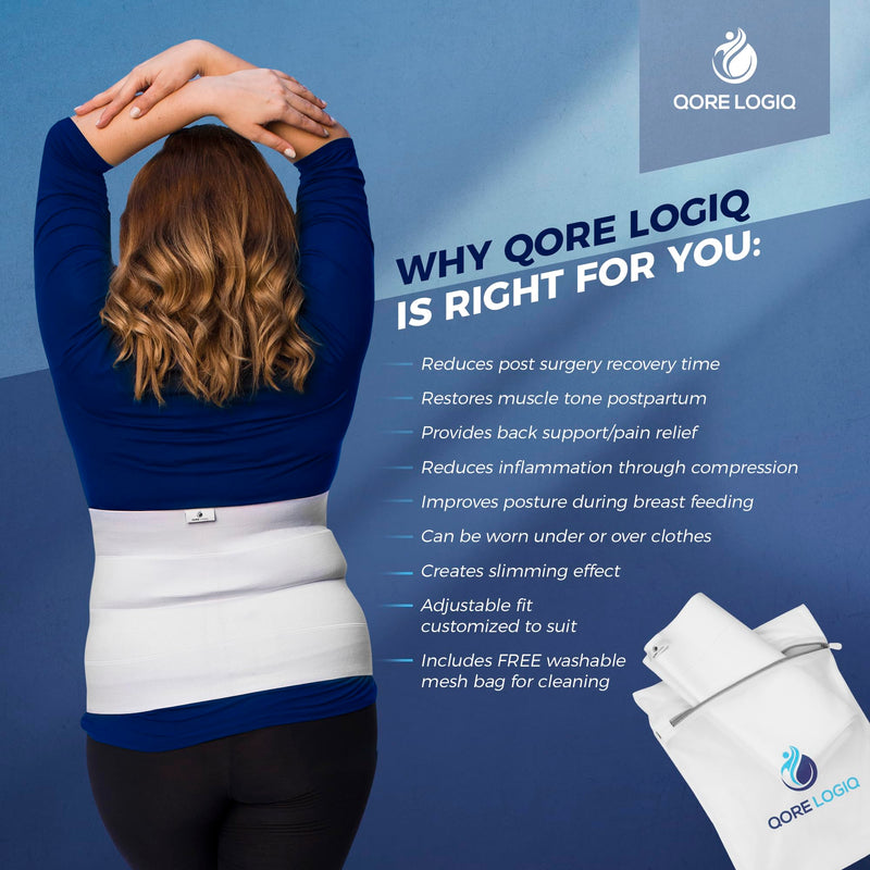 [Australia] - QORE LOGIQ Plus Size Abdominal Binder Post Surgery for larger Men + Women - Postpartum Belly Band - Compression Garment - Hernia Belt For Men + Woman - C Section Belly Binder - Adjustable (12 INCH XXXX-Large 12 INCH 