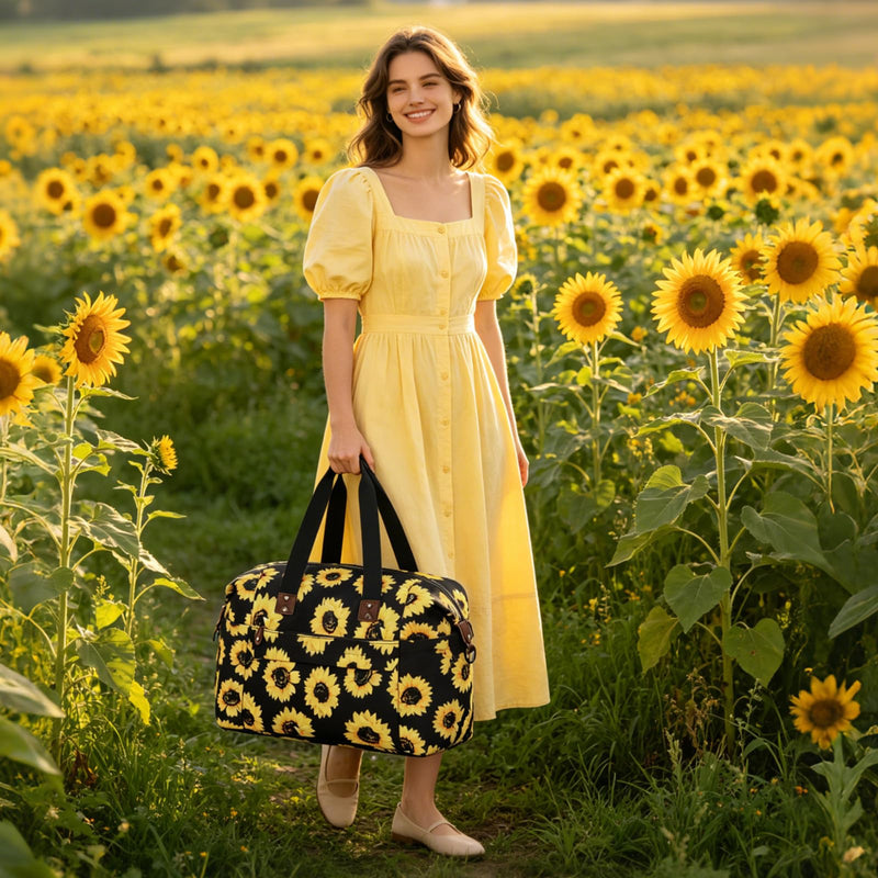 Pritent Travel Duffle Bag for Women + Diaper Bag Backpack (Sunflower)