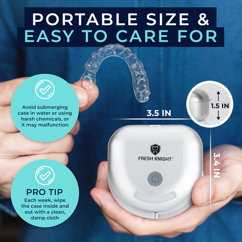 [Australia] - FRESH KNIGHT UVC Retainer Cleaner & Denture Cleaner - UV Retainer Case - Ideal for Invisalign & Mouth Guards - White UV Retainer Container - Convenient Travel Size Platinum UV 1 Box 