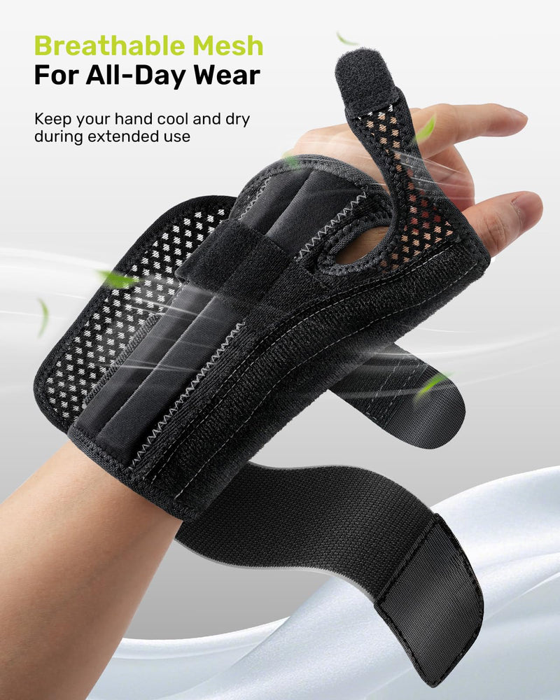 [Australia] - Wrist & Thumb Brace 5X Powerful Support, Carpal Tunnel Wrist Brace 3 Adjustable Straps, Night Thumb Splint for De Quervain's Tenosynovitis, Tendonitis Pain Relief, Left Hand, Gray S/M(5.51-7.48") S/M(5.51-7.48") 