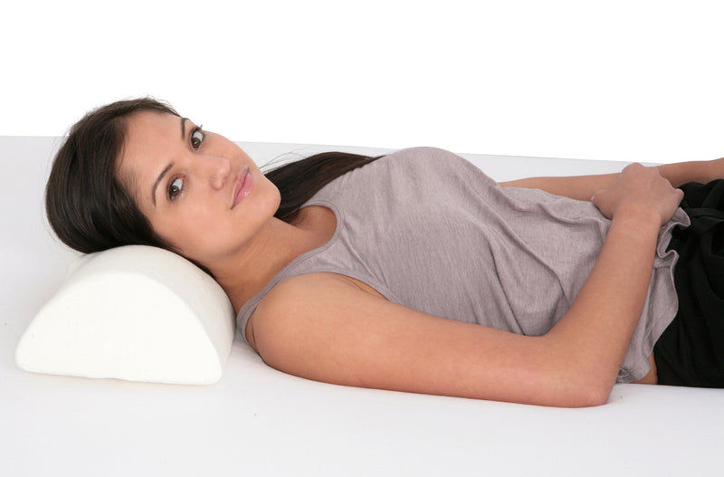 [Australia] - Deluxe Comfort Half Moon / Cylinder Memory Foam Pillow - Back and Knee Pain Relief - Bed Pillow, Firm - White, (HCMF-001-02) 