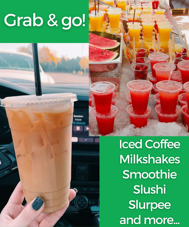 [Australia] - Aatriet 20 oz Clear Plastic Cups with Lids and Straws, Disposable Coffee Cups 25 Sets 20 oz Cups 