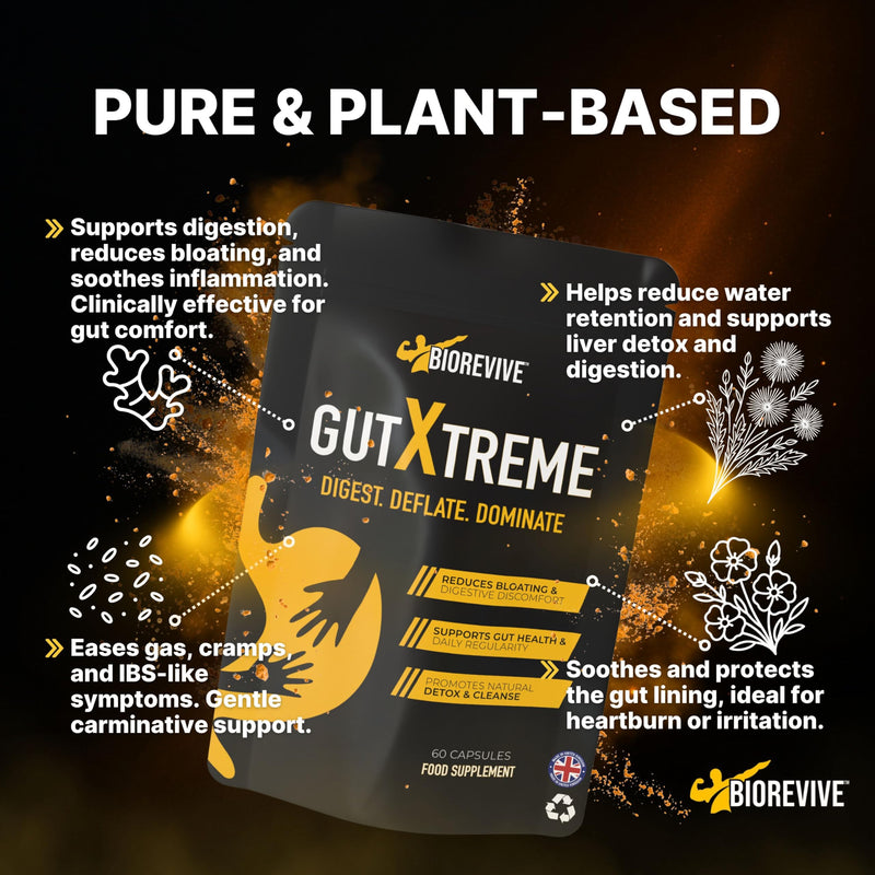 BioRevive Gut Xtreme – Advanced Gut Repair for Men & Women – Bloating Relief, Digestion Support & Gut Cleanse with Ginger, Dandelion, Fennel & Marshmallow – Reduces Water Retention & Soothes Gut Linin